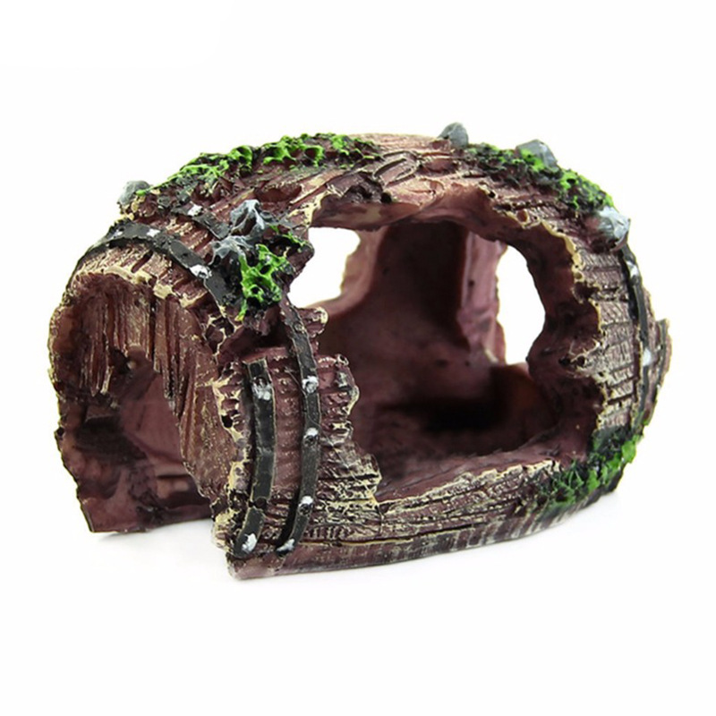 Fish Tank Gravel - Aquarium Artificial Barrel Cave Resin Ornaments